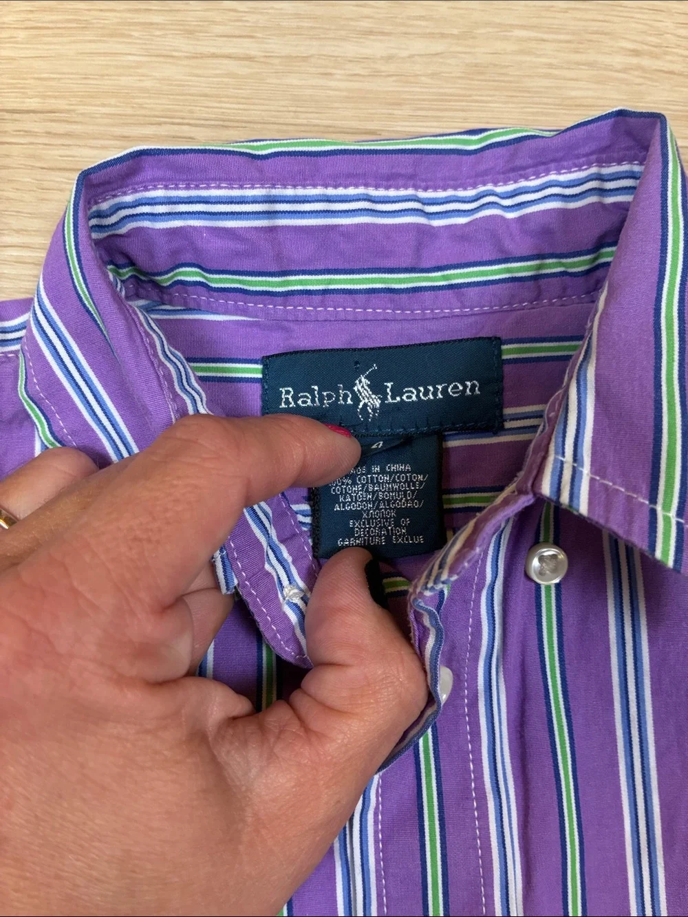 Ralph Lauren Purple, Green, Blue & White Stripe Button-Down Shirt